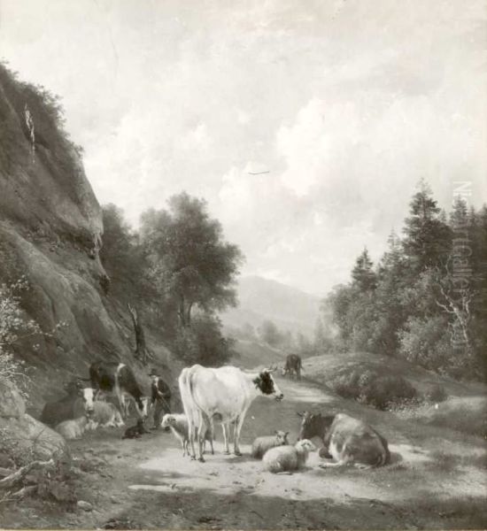 Bergachtig landschap met vee - view 1