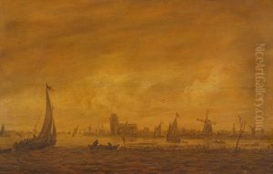 Gezicht op Dordrecht gezien vanaf de Oude Maas