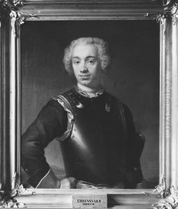 Augustin Ehrensvard (1710-1772), greve, faltmarskalk, gift med Catharina Elisabet Adlersheim by Johan Henrik Scheffel