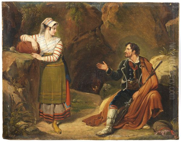Italian Woman Making Conversation With aBrigand - view 1