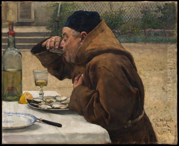 Monk having Oysters Monk having Oysters - view 1