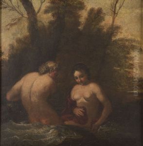 Tva badande nymfer