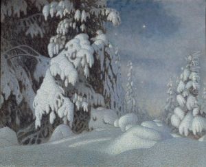 Winter Moonlight by Gustaf Fjaestad