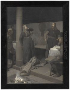 Hallgerd's Slap. Illustration for Njal's Saga, ch. 48 by August Malmstrom