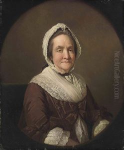 Chamberlin, R.a. Portrait Of Frances Adcock, Mrs. Robert Butcher ,half-length, In A Brown Dress And Lace Shawl And Cap, Feignedoval