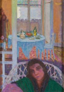 Interior with a Woman in a Wicker Chair by Pierre Bonnard