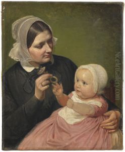Konstnarens hustru och son Poul by Wilhelm Marstrand