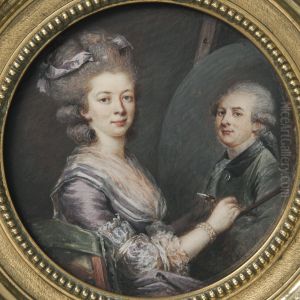 Madame Lefranc Painting the Portrait of her Husband Charles Lefranc by Adelaide Labille-Guiard