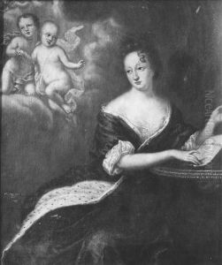 Ulrika Eleonora d.a. (1656-1693), prinsessa av Danmark, drottning av Sverige, med sina fyra doda soner Ulrika Eleonora d.a. (1656-1693), prinsessa av Danmark, drottning av Sverige, med sina fyra doda soner