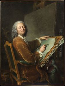 Portratt av konstnarens fader Hubert Drouais (1699-1767) by Francois-Hubert Drouais