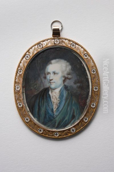 Portrait of young man in blue cloak - view 1
