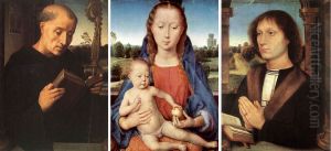 Triptic Portinari (collage). Panell central es troba a Berlin i els laterals a Florencia
