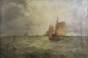 Zeilboten Op Volle Zee by George Chambers