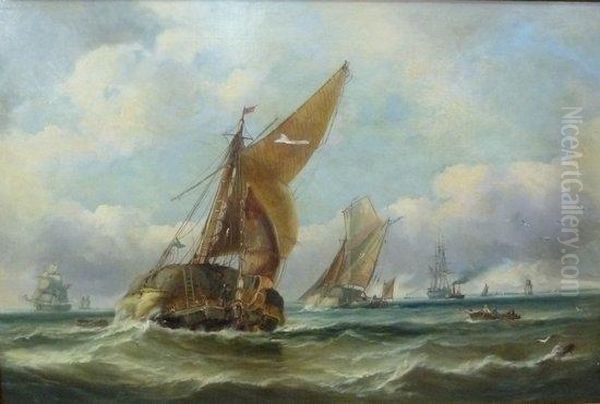 Hay Barges And Other Ships In An Estuary - view 1