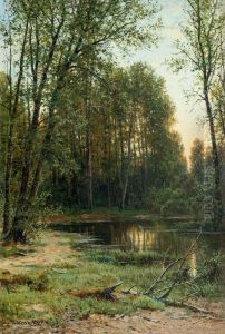 River backwater in the forest by Ivan Shishkin