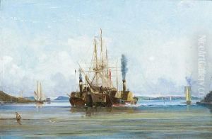 Two Tugs Bringing A Three-master Safely Intoport