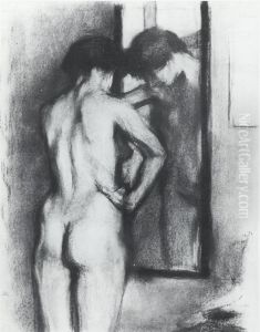 Nu feminin de dos devant un miroir by Georges Kars