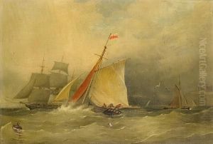A Racing Cutter Preparing To Change Course In A Sudden Swell A Racing Cutter Preparing To Change Course In A Sudden Swell
