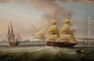 Nave Mercantile In Due Posizioni Al Largo Di Flamborough Head by George Chambers