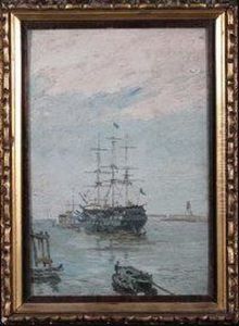 Sketch: Wellesley Training Ship, Shields Harbour, Rivertyne by John Chambers