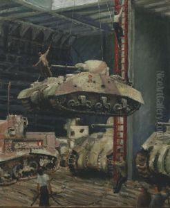 Damaged Tanks being Lowered into the Hold of a Merchant Ship