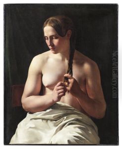 Kvinna som flatar sitt har by Ludvig August Smith