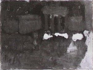 De Oude Beurs bij avond by George Hendrik Breitner
