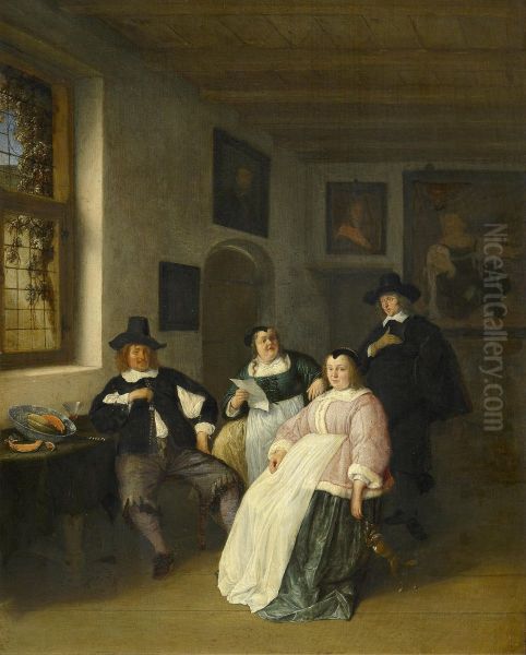 Self Portrait of Adriaen van Ostade (1610-1685) with the De Goyer family - view 1
