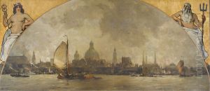 Gezicht op het IJ voor Amsterdam by Hobbe Smith
