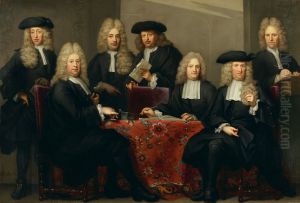 De regenten van het Burgerweeshuis-Zes regenten en de boekhouder van het Burgerweeshuis