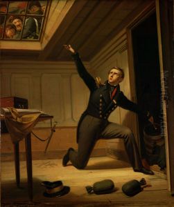Van Speyk in de kruitkamer van het schip