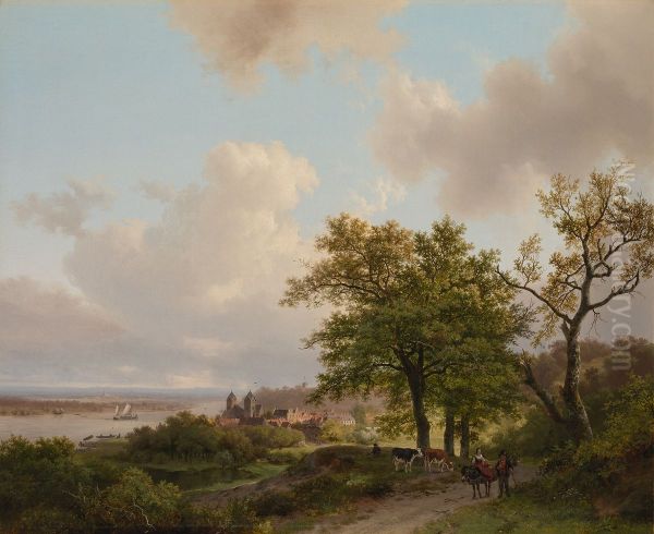 Een stad aan een rivier gezien vanaf een hoogte - view 1