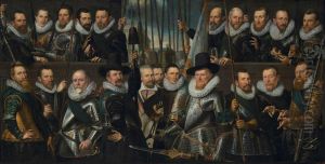 Civic Guardsmen of the company of Captain Arent ten Grootenhuys and Lieutenant Jacob Floriszn Cloeck by Frans Badens