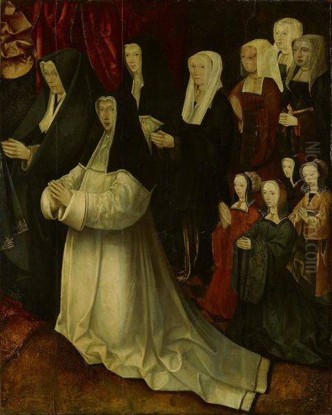Stichtersportretten familie Korsgen Elbertzen - van der Schelling (rechterdeel)-Fragmentvan het rechterdeel van een altaarstuk met de vrouwelijke delen-Reconstructie van een altaarstuk-Reconstruction of an altarpiece - view 1