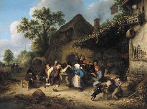 Peasants Carousing and Dancing outside an Inn by Adriaen van Ostade
