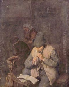 A recorder player by Adriaen van Ostade