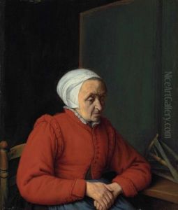 Old woman seated at a table by Adriaen van Ostade