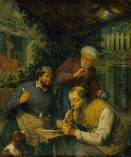 Two Peasants Smoking - view 1