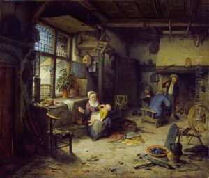 Interior with Peasants by Adriaen van Ostade
