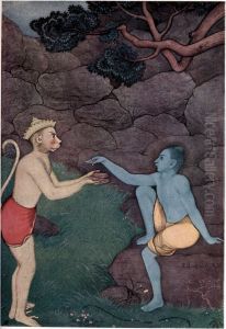 Rama sending his signet ring to Sita by K. Venkatappa
