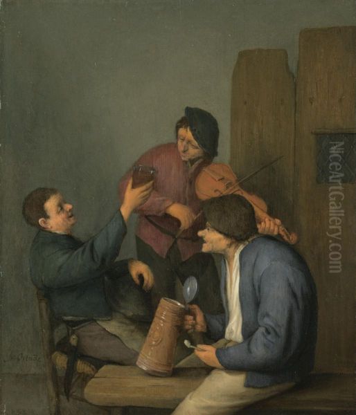 Drie boeren vermaken zich in een herberg - view 1