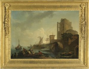 Harbour Scene with Resting Fishermen (A Calm)