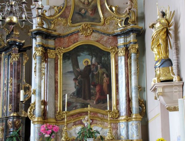 la Predication aux poissons de saint Francois d'Assise, trois seraphins a Mommenheim - view 1