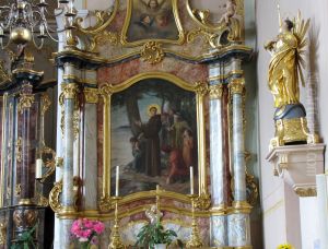la Predication aux poissons de saint Francois d'Assise, trois seraphins a Mommenheim by unknown