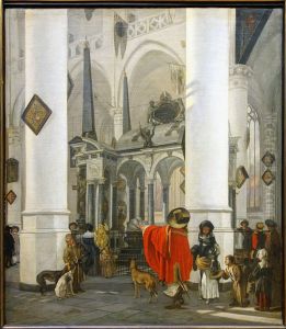 Interieur de la Nieuwe Kerk de Delf : tombeau de Guillaume d'Orange-Nassau by Emanuel de Witte