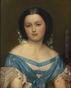 Portret van Henriette Van de Bergh, 19 jaar oud by Jozef Van Lerius