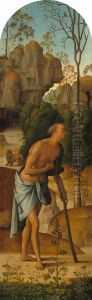 The Crucifixion with the Virgin, Saint John, Saint Jerome, and Saint Mary Magdalene [left panel] by Pietro Vannucci Perugino