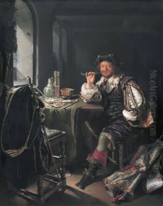 A Soldier Smoking a Pipe by Frans van Mieris