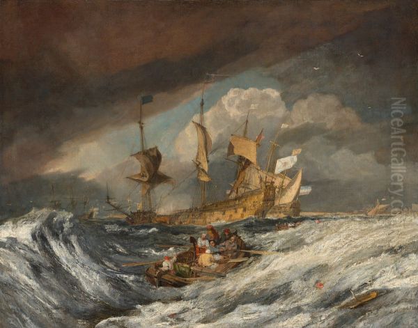 Boats Carrying Out Anchors to the Dutch Men of War - view 1
