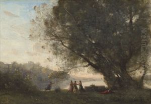 Dance under the Trees at the Edge of the Lake by Jean-Baptiste Camille Corot